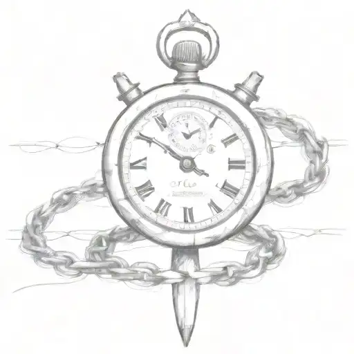 big  cross and stopwatch  barbed wire tattoo design idea