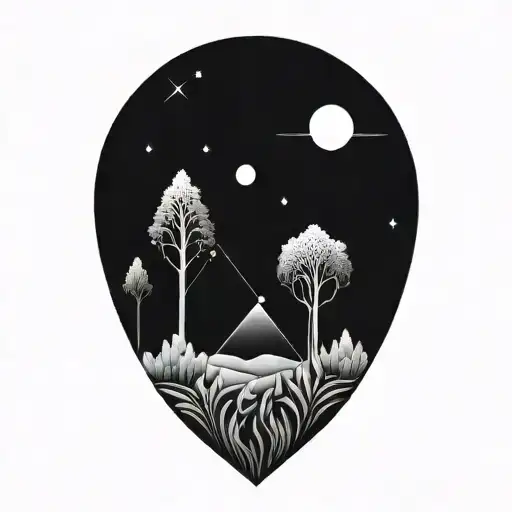 hallucinogenic inspired nature scene tattoo design idea