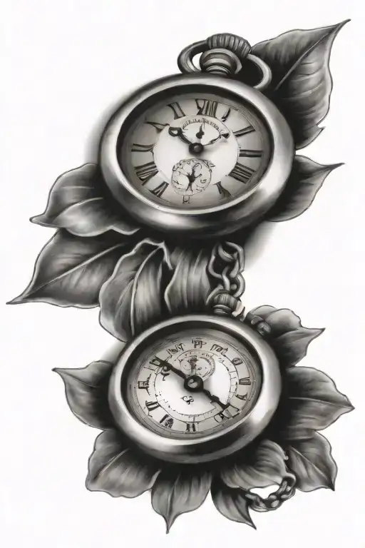 cross and stopwatch  tattoo design idea