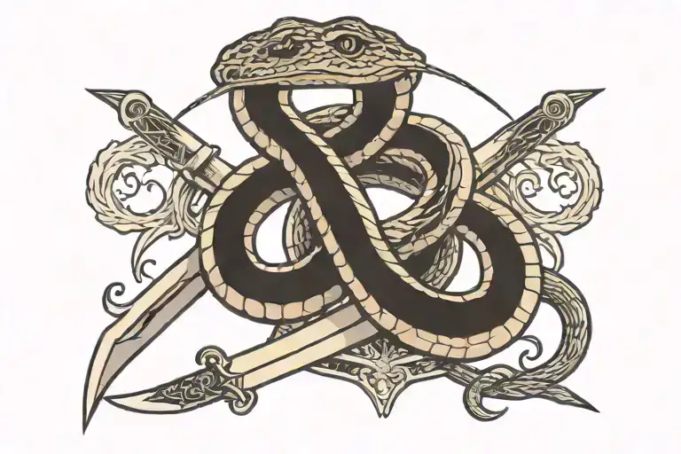 snake and sword tattoo design idea