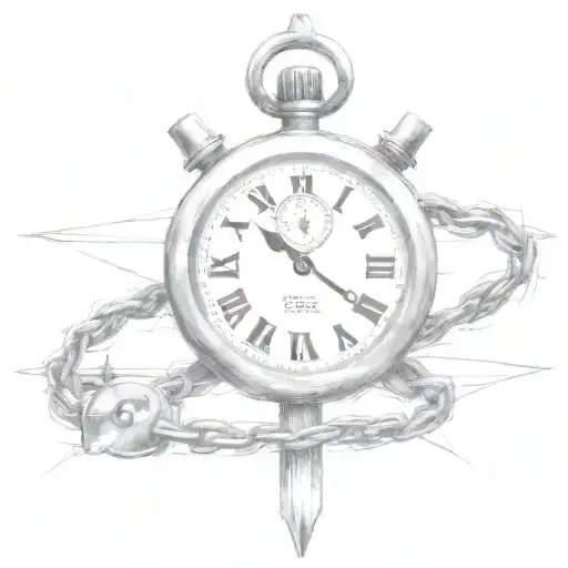 big  cross and stopwatch  barbed wire tattoo design idea