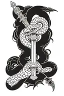 snake and sword tattoo design idea