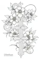 floral cross tattoo design idea
