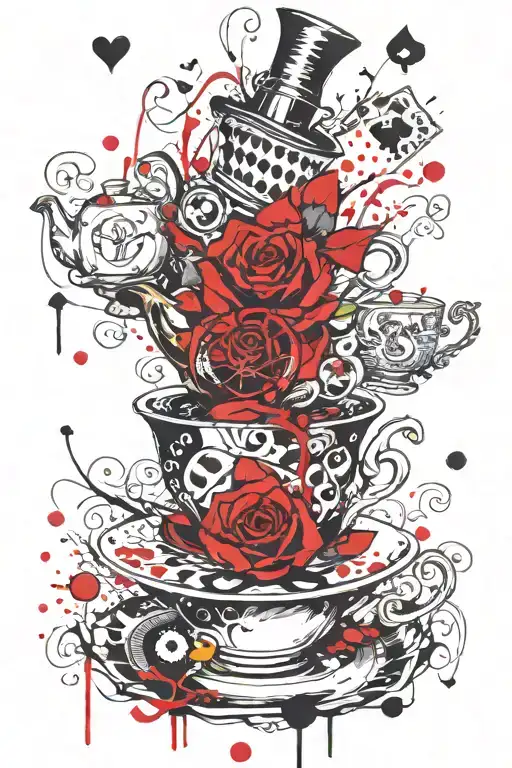 alice in wonderland tea party tattoo design idea