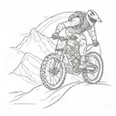 Combine elements of mountain biking and snowmobiling into a dynamic action scene tattoo tattoo design idea