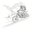 Combine elements of mountain biking and snowmobiling into a dynamic action scene tattoo tattoo design idea