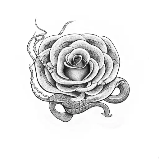snake with a rose tattoo design idea