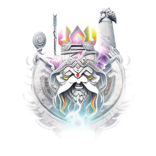 epic gods war tattoo design idea
