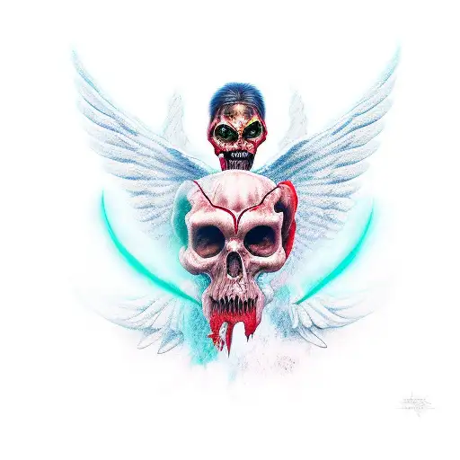 angels and devils war tattoo design idea