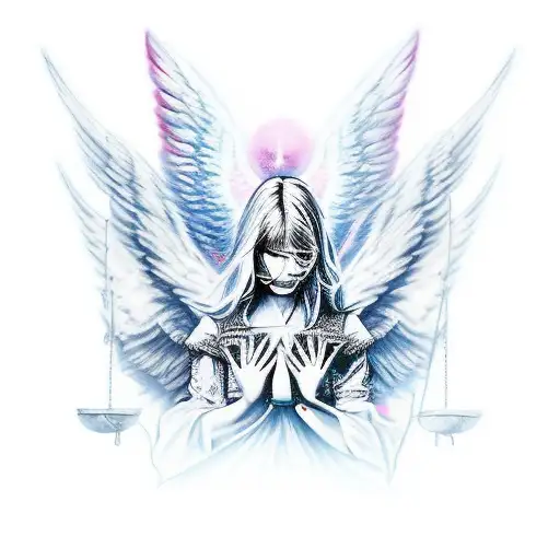 angels and devils war tattoo design idea