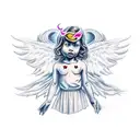 angels and devils  tattoo design idea