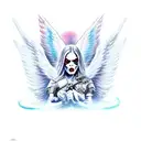 angels and devils war tattoo design idea