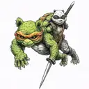 mix between a ninja turtle and an assassin panda tattoo design idea