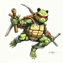 mix between a ninja turtle and an assassin panda tattoo design idea