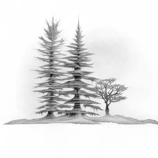 A cypress tree alone on a hill tattoo design idea