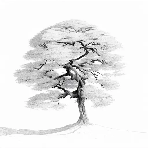 A cypress tree  on a hill tattoo design idea
