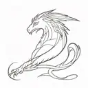 let it have eagle wings, lion mane, horse legs, wolf head, fish tail, let it look like a dragon. tattoo design idea