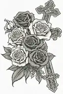 Roses with praying hands with a necklace with a cross on on it  tattoo design idea