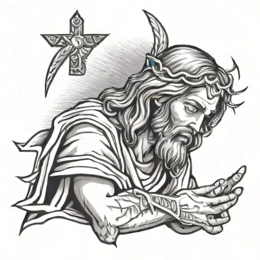 Jesus saving drug addict tattoo design idea