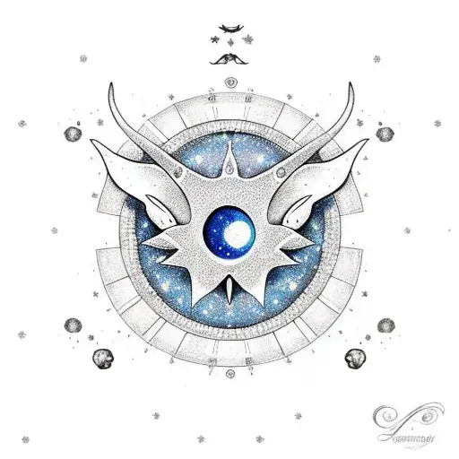 Stingray hole shape, with the galaxy inside and Capricorn constellation tattoo design idea