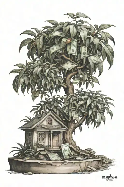 money tree growing tattoo design idea