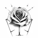 rose with name connecting to a cross with name with clouds behind it  tattoo design idea