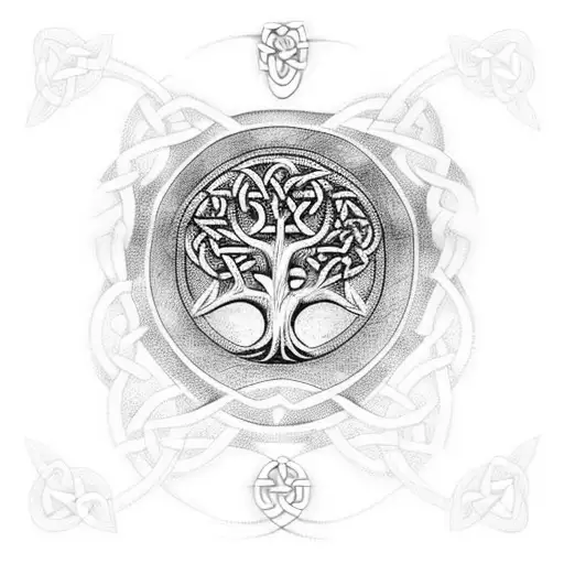 celtic, tree of life,  yhwh, full sleeve,  tattoo design idea