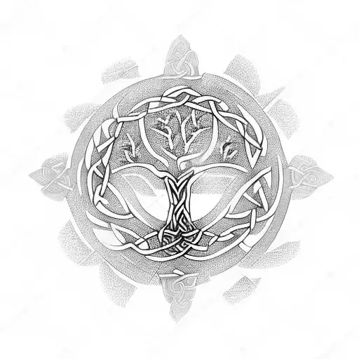 celtic, tree of life,  yhwh, full sleeve,  tattoo design idea