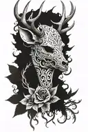 skull deer head tattoo design idea
