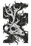 skull deer head tattoo design idea