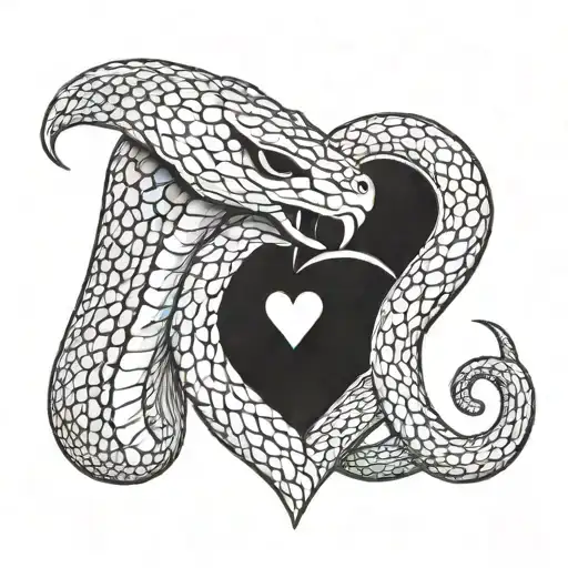 Cobra kissing the heart tattoo design idea