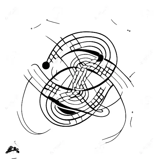 A minimalist tattoo of a guitar intertwined with neural network patterns, representing the client's love for music and technology tattoo design idea