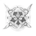 bpd and four leaves clover with the stem tattoo design idea