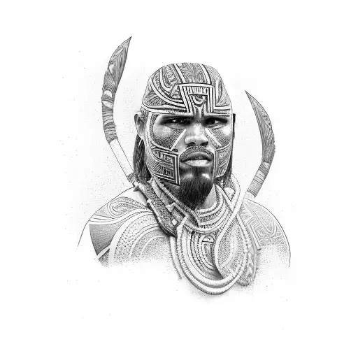 maori fighter tattoo design idea