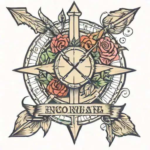 3 matching siblings tattoos with an arrow with a date in the middle tattoo design idea