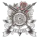 3 matching siblings tattoos with an arrow with a date in the middle tattoo design idea