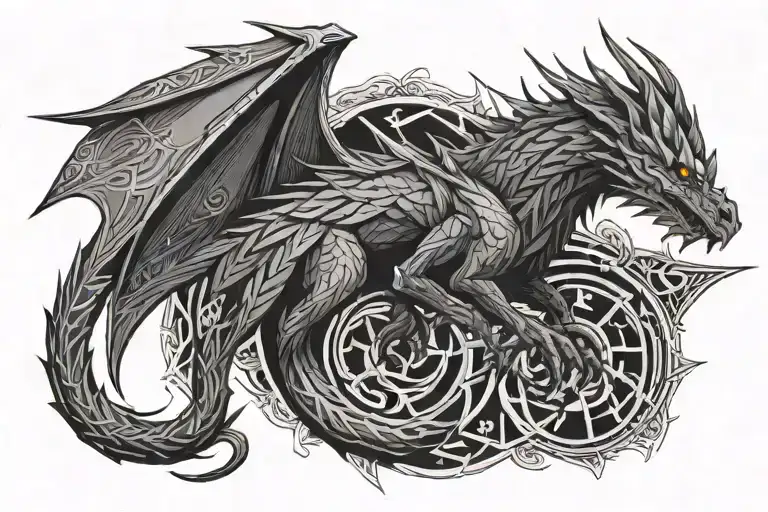 Skyrim Alduin Parthurnax Sleeve tattoo design idea