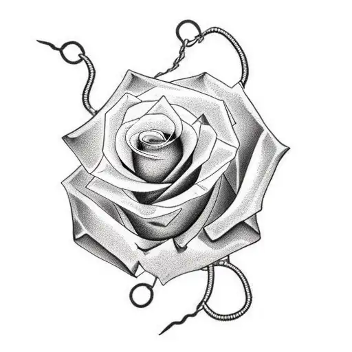 Incorporate realistic prison elements like bars and barbed wire into a traditional rose vine tattoo, symbolizing the attorney's commitment to fighting for justice tattoo design idea
