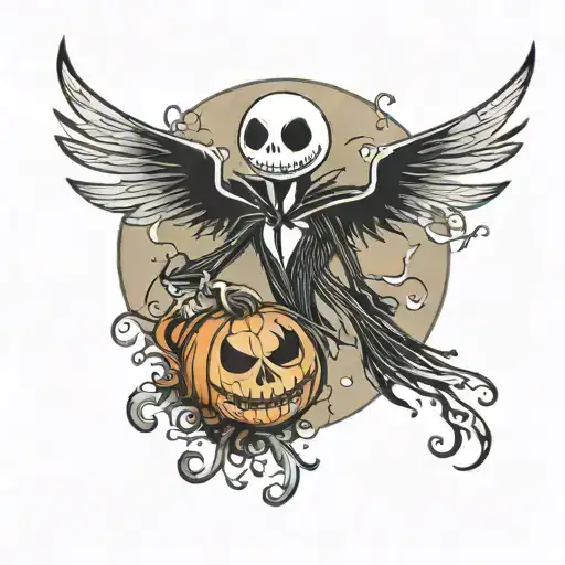 Jack Skellington with wings and a full moon in the background  tattoo design idea