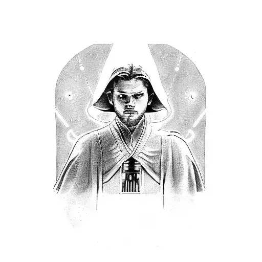 An elegant lightsaber duel between Anakin Skywalker and Obi-Wan Kenobi tattoo design idea