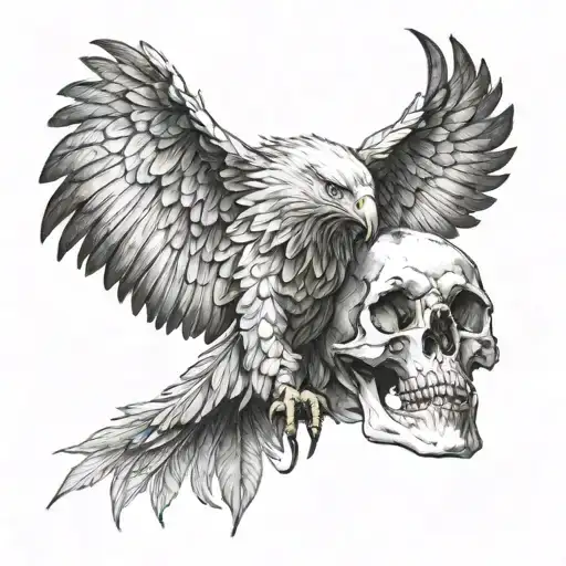 smoke, wings, eagle skull, majesty tattoo design idea