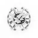 A thought-provoking tattoo of a clock melting into a pile of money, representing the transient nature of time and the fleeting value of wealth. tattoo design idea