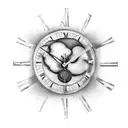 A thought-provoking tattoo of a clock melting into a pile of money, representing the transient nature of time and the fleeting value of wealth. tattoo design idea