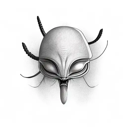 minimalist alien with hat tattoo design idea