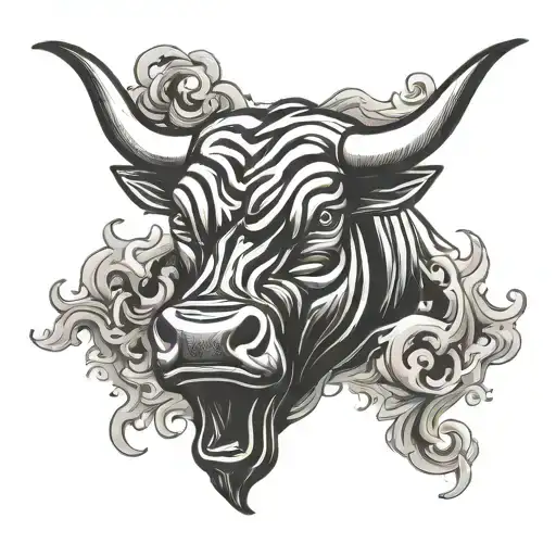 Chicago bull logo blowing smoke tattoo design idea