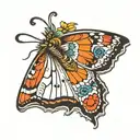 butterfly with footprint tattoo design idea