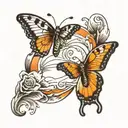 butterfly with footprint tattoo design idea
