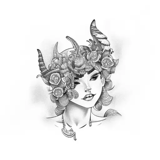Traditional-style pin up girl sitting on a motorcycle tattoo design idea