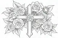 cross and roses tattoo design idea