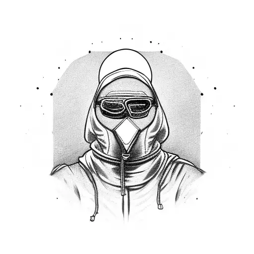 Moon with a hood and glasses tattoo design idea